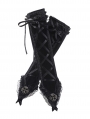 Black Gothic Velvet Lace-up Gloves