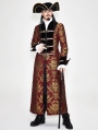 Vintage Red Gothic Pirate Long Coat for Men