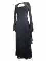 Black and Purple Romantic Gothic Lace Sexy Maxi Dress