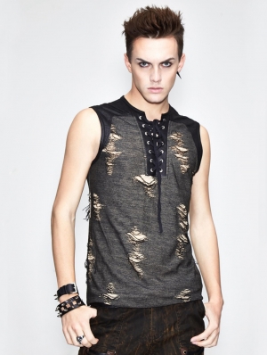 Gothic Hole Sleeveless T-Shirt for Men