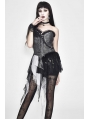 Sliver Vintage Pattern Gothic One-Shoulder Corset Top for Women