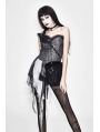 Sliver Vintage Pattern Gothic One-Shoulder Corset Top for Women