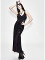 Black and Purple Sexy Gothic Lace Maxi Formal Dress