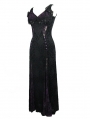 Black and Purple Sexy Gothic Lace Maxi Formal Dress