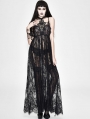 Black Romantic Sexy Gothic Lace Long Sheer Dress