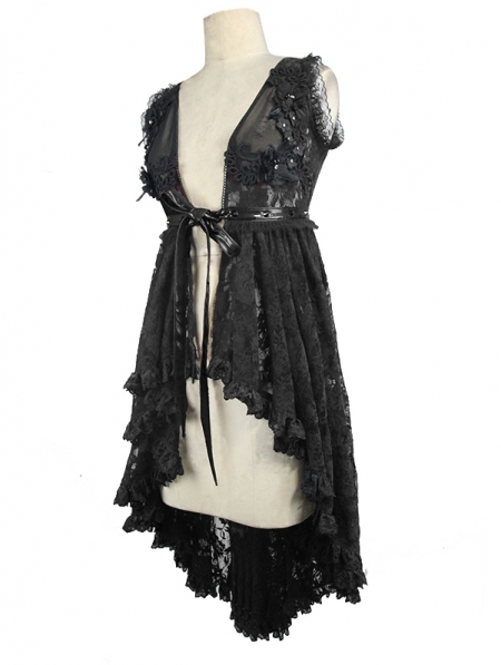 Black Romantic Sexy Gothic Lace Dress Top for Women - Devilnight.co.uk