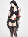 Red Romantic Sexy Gothic Lace Fringed Bra Top for Women