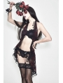 Red Romantic Sexy Gothic Lace Fringed Bra Top for Women
