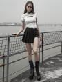 Black Street Fashion Gothic Punk Pleated Plaid Mini Skirt