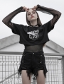 Black Street Gothic Punk Denim Strap Shorts for Women
