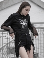 Black Street Gothic Punk Denim Strap Shorts for Women