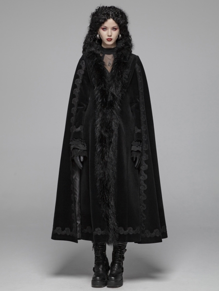 Black Gothic Vintage Morticia Addams Winter Warm Long Coat for Women ...