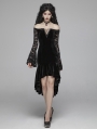 Black Elegant Gothic Off-the-Shoulder Velvet Lace Fishtail Dress