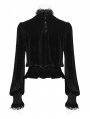 Black Vintage Gothic Velvet Long Sleeve Blouse for Women