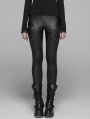 Black Gothic Punk Chain Legging Trousers for Women