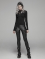 Black Gothic Punk Chain Legging Trousers for Women