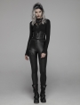 Black Gothic Punk Chain Legging Trousers for Women