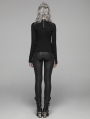 Black Gothic Punk Chain Legging Trousers for Women