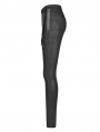 Black Gothic Punk Chain Legging Trousers for Women