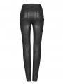 Black Gothic Punk Chain Legging Trousers for Women