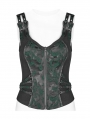 Green Gothic Steampunk Jacquard Corset Top for Women