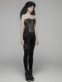 Black Gothic Velvet Steampunk Legging Pants for Women