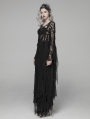 Black Gothic Punk Long Asymmetric Lace Dress
