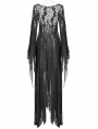 Black Gothic Punk Long Asymmetric Lace Dress
