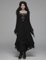 Black Gothic Woolen Long Hooded Cardigan for Women
