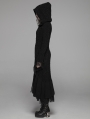 Black Gothic Thick Woolen Long Hooded Cardigan for Women