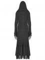 Black Gothic Thick Woolen Long Hooded Cardigan for Women