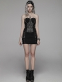 Black Gothic Punk Metal Mini Skirt for Women