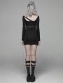 Black Gothic Punk PU Leather Loop Slimming Dress