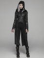 Black Gothic Punk Long Hooded Jacket for Women