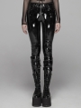 Black Gothic Punk Latex Slim Pants for Women