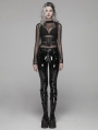 Black Gothic Punk Latex Slim Pants for Women