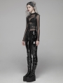 Black Gothic Punk Latex Slim Pants for Women