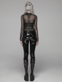 Black Gothic Punk Latex Slim Pants for Women