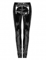 Black Gothic Punk Latex Slim Pants for Women