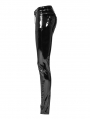 Black Gothic Punk Latex Slim Pants for Women