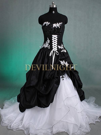 Black and White Romantic Gothic Wedding Dress