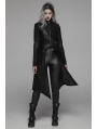 Black Gothic Punk Military Long Hooded Jacket for Women