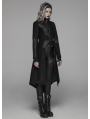 Black Gothic Punk Military Long Hooded Jacket for Women