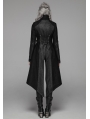 Black Gothic Punk Military Long Hooded Jacket for Women