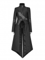 Black Gothic Punk Military Long Hooded Jacket for Women