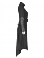 Black Gothic Punk Military Long Hooded Jacket for Women