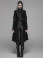 Black Gothic Punk Military Long Hooded Jacket for Women