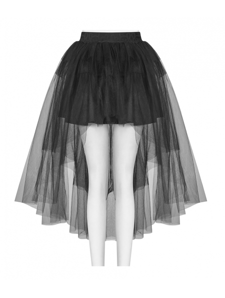 Black Gothic Tulle High-Low Skirt - Devilnight.co.uk