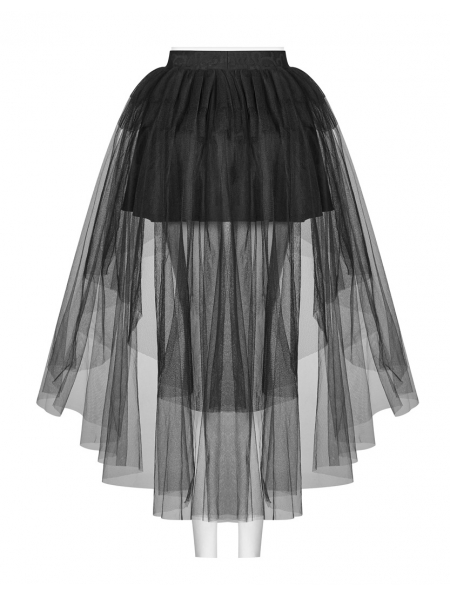 Black Gothic Tulle High-Low Skirt - Devilnight.co.uk