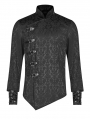 Black Vintage Gothic Dragon Satin Jacquard Shirt for Men